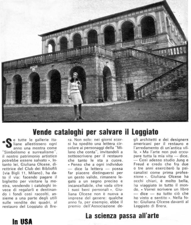 Giuliana d'Olcese vende cataloghi per salvare il loggiato di villa dei vescovi